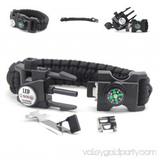 LED Light Outdoor Survival Camo Paracord Bracelet Flint Fire Starter Compass NEW (Rainbow Camo)